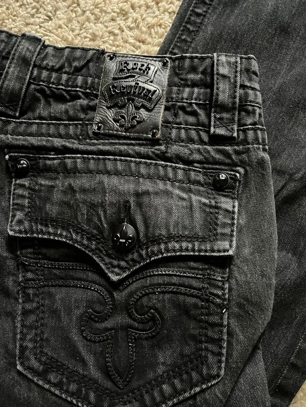 Rock Revival Steven Straight Grunge Black Jeans Size 40 Waist